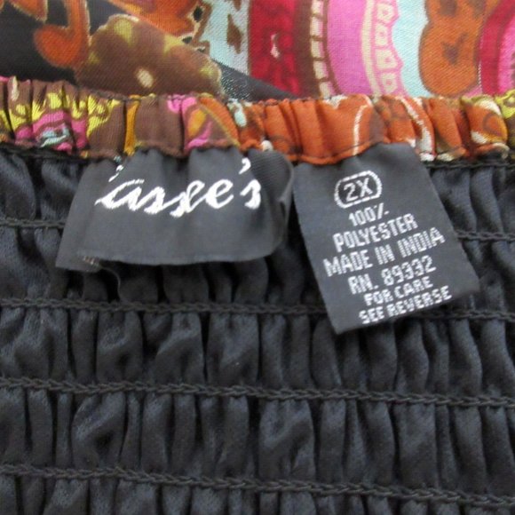 CASSEE'S Sundress Size 2X Colorful Gems Pink Black Pull-On V-Neck Smocked Back - Picture 7 of 12